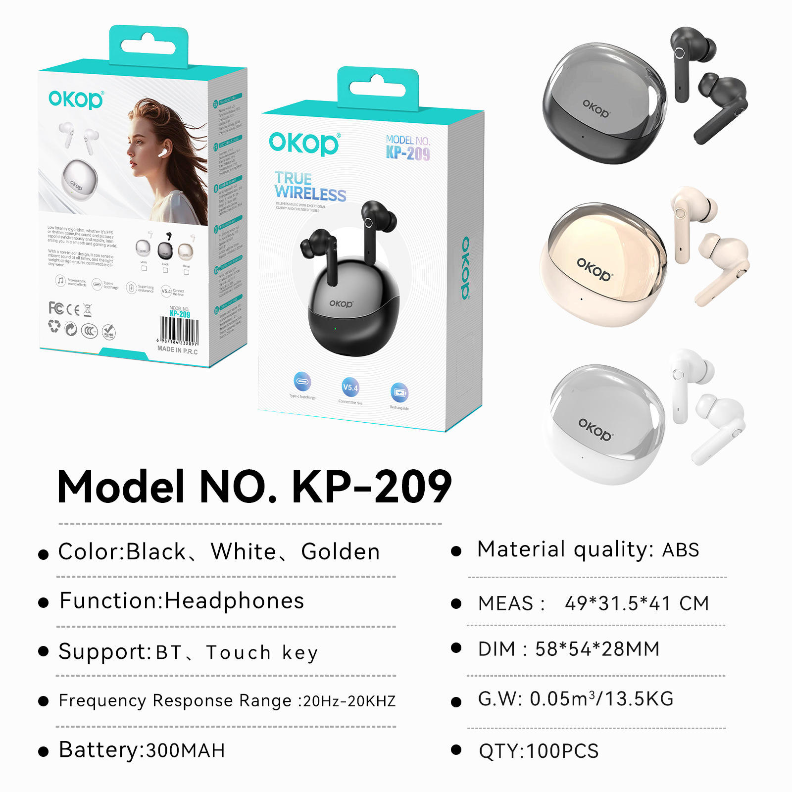 KP-209 Best-Selling Wireless Bluetooth Earbuds Semi-In-Ear Minimalist Design Low-Latency Gaming Noise-Canceling Calls Long Battery Life In Stock 2