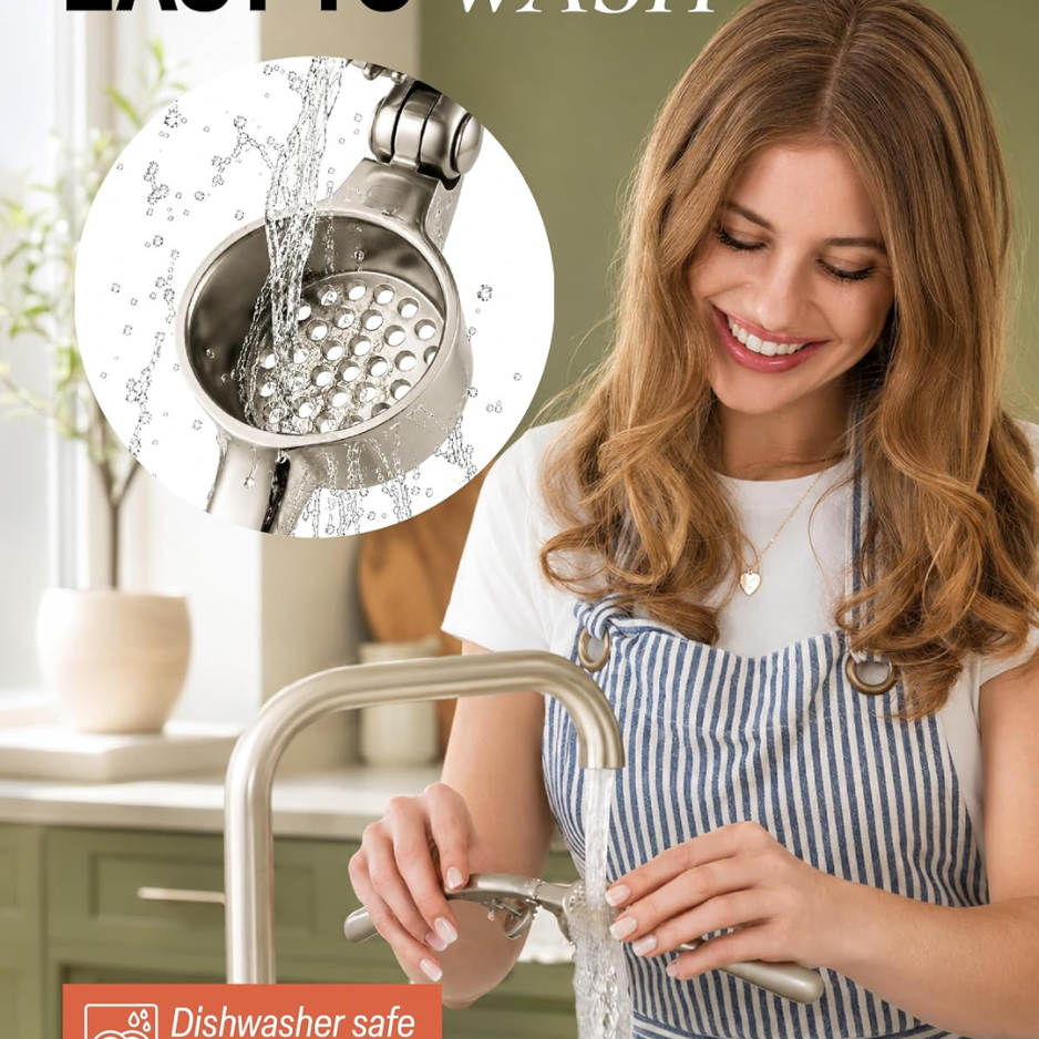 Premium Rust-Proof Garlic Press Set - Easy-Squeeze Mincer With Silicone Peeler & Brush — foto 3