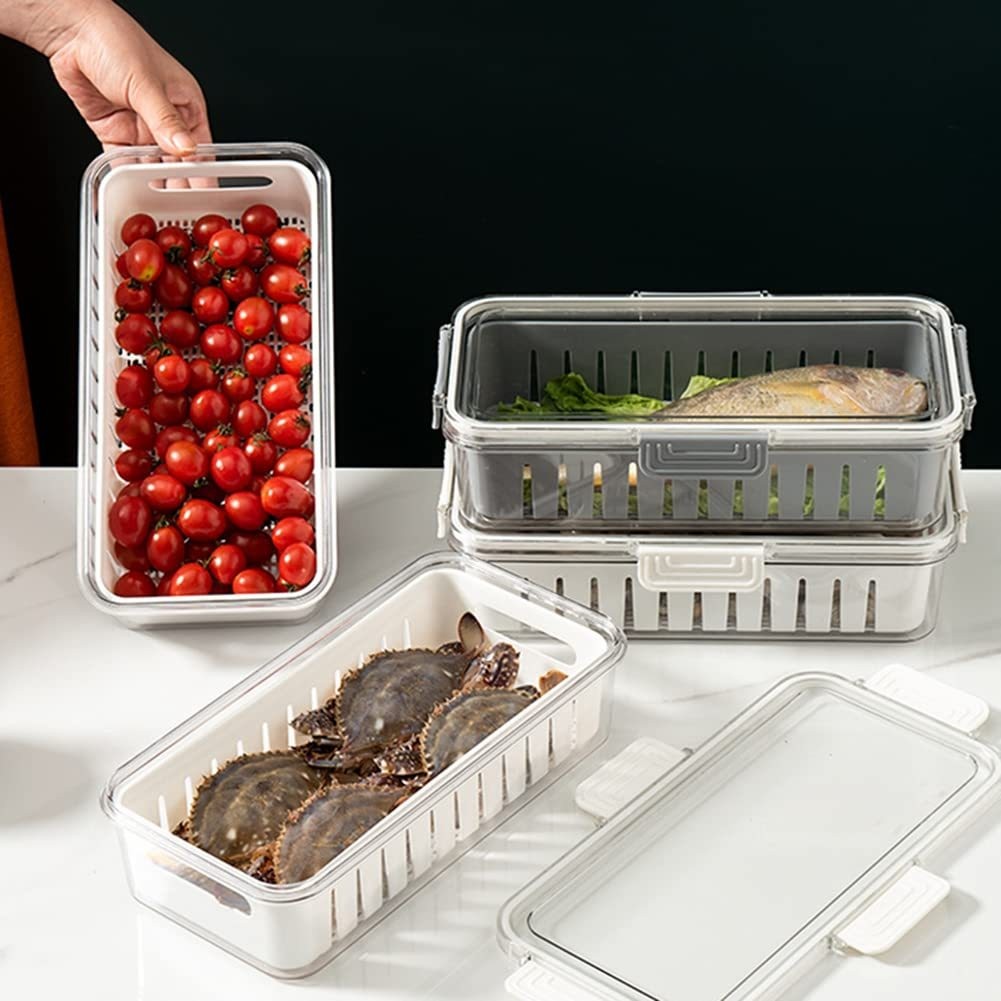 Multifunctional Double-layer Storage Box For Refrigerator With Lid 3