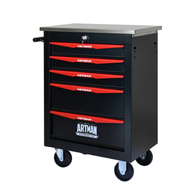 5 Drawers Multifunctional Tool Cart With Wheels,Metal Rolling Tool Cart Storage For Garage Workshop Warehouse Repair Shop--With Stainless Steel Roof- BLACK RED - Image 17