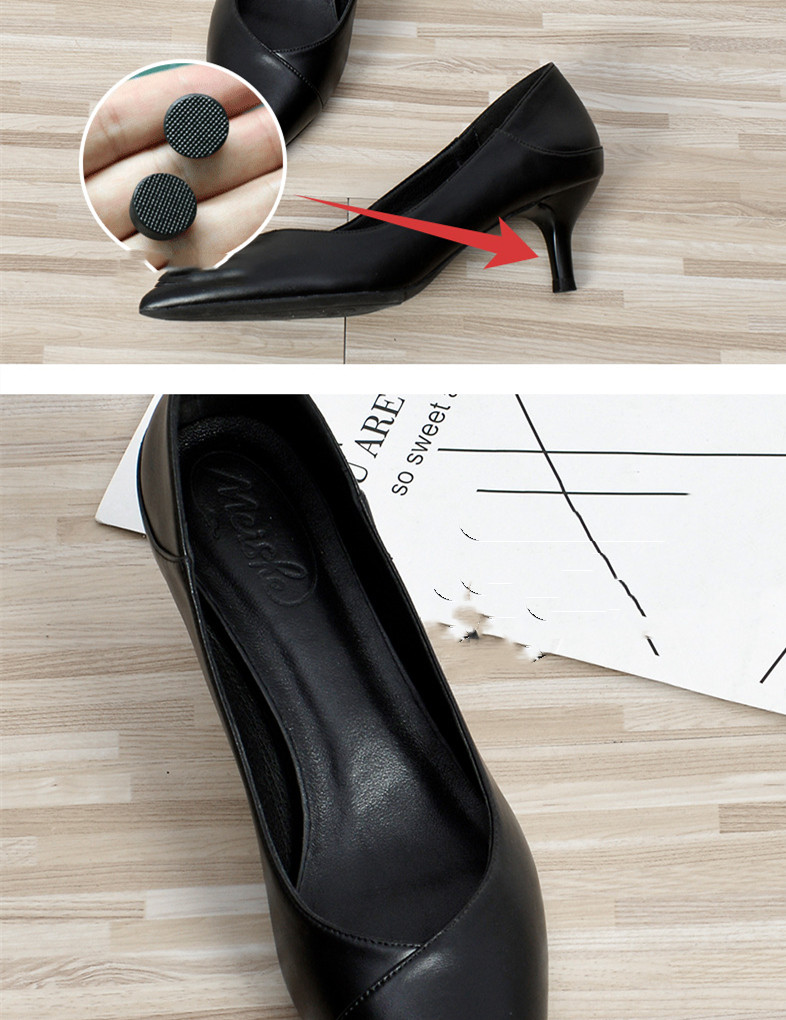 New Women's Black Sheepskin Professional High Heels
