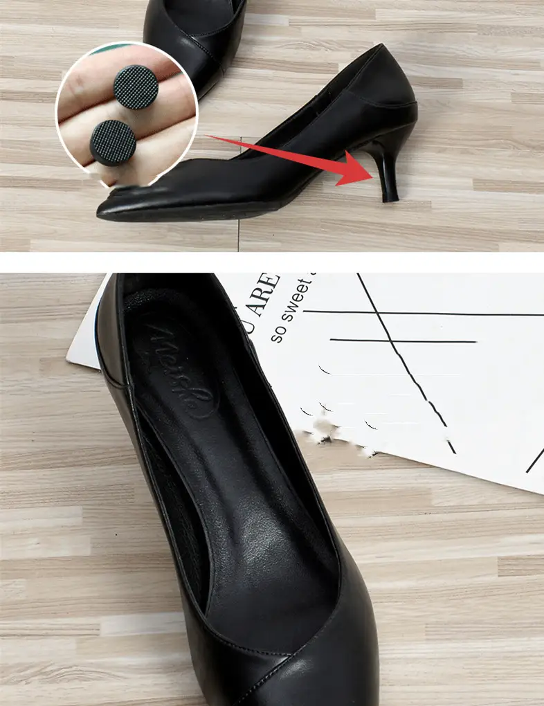 New Women's Black Sheepskin Professional High Heels