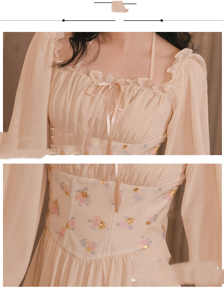 French Retro Design Long Sleeve Pure Desire Dress