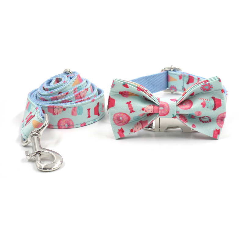 Macaron pet collar leash bow