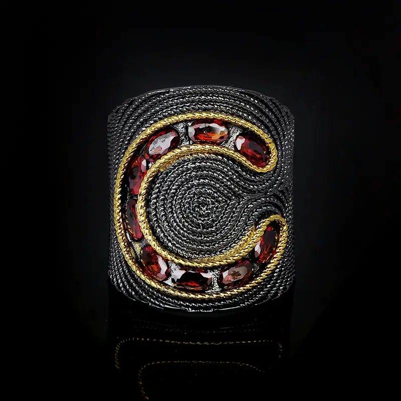 Women's New Hong Kong Style Lace Edge High Carbon Diamond Ring