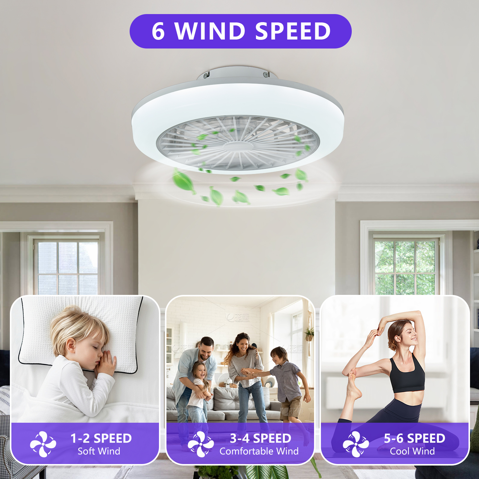 18 Inch Ceiling Fan With RGB Light Remote, Smart LED Ceiling Fans With Remote... 8