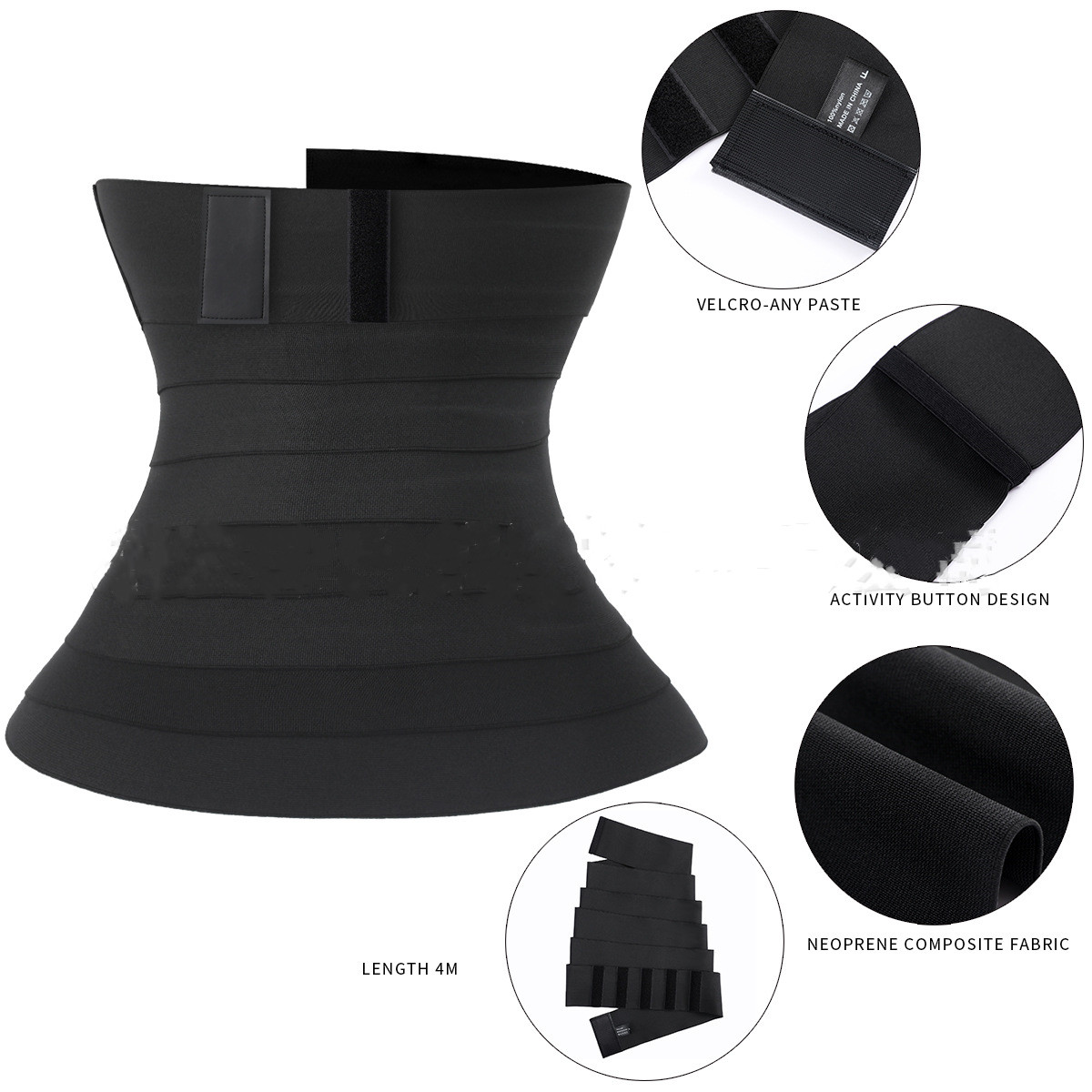 Buckle Adjustment Long Elastic Winding Waistband Women's Abdomen Belt