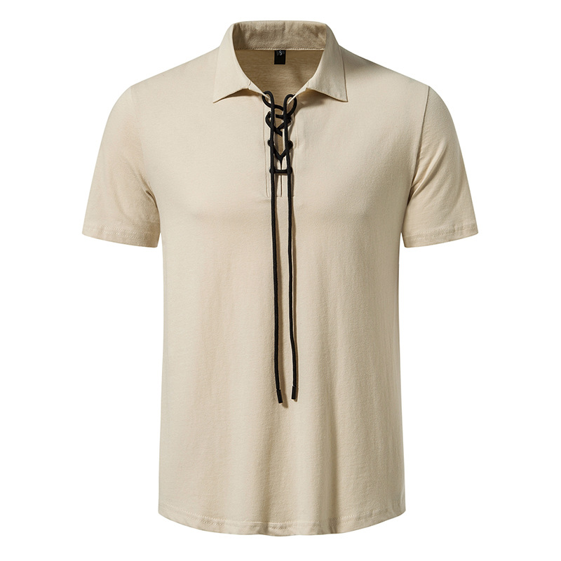 Title 6, Effen poloshirt met opstaande kraag, veters, za...