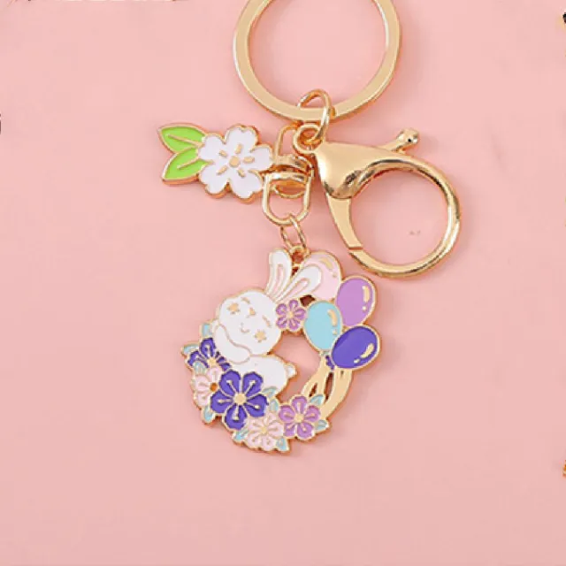 Rabbit Year Lucky Cartoon Trend Alloy Oil Dropping Keychain Cute Balloon - Shop at LoveMi
