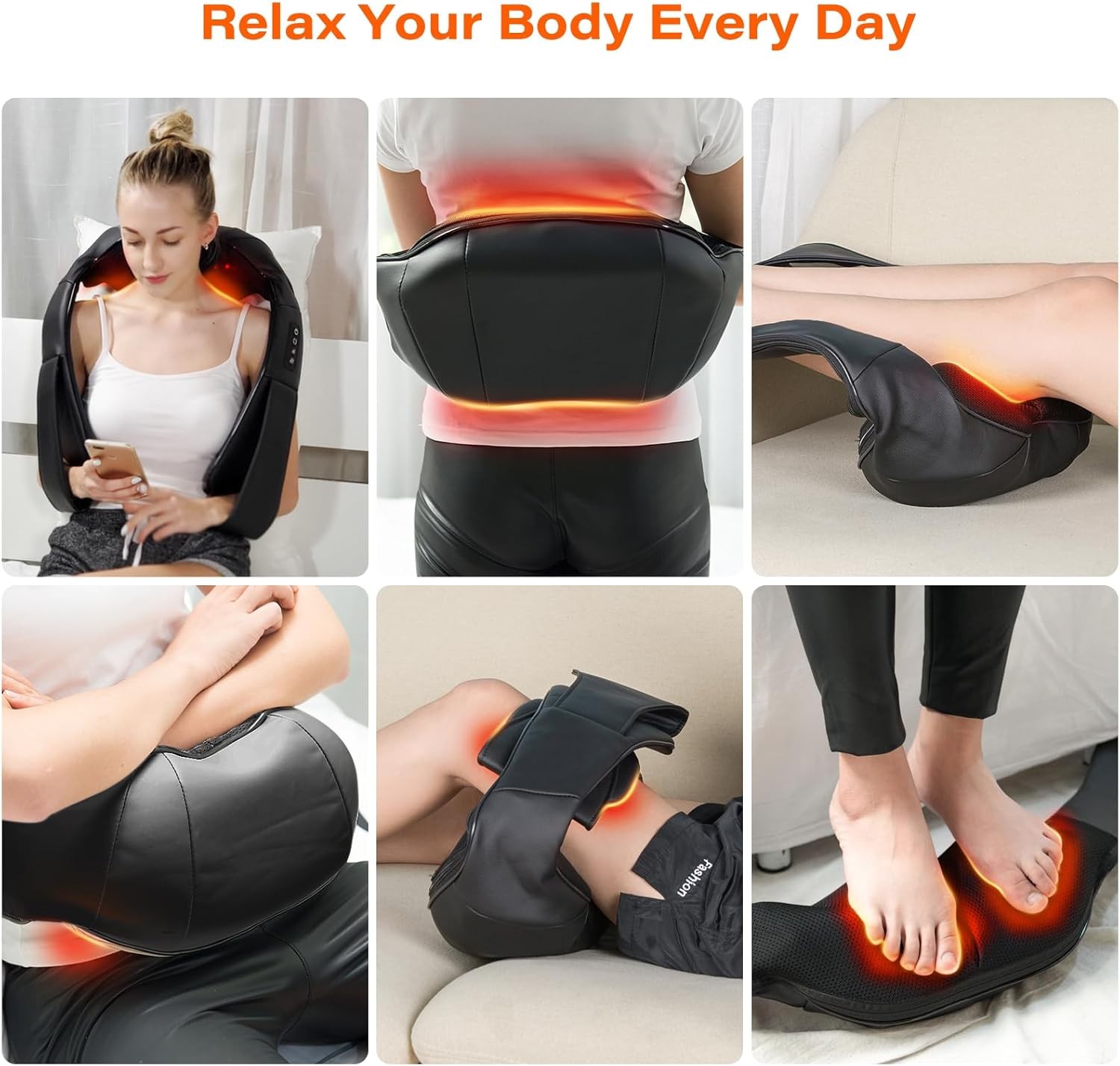 Electric Shiatsu Neck Back Shoulder Massager With Heat & Kneading, Deep Tissue Massage For Home Car Office Use, UK Plug