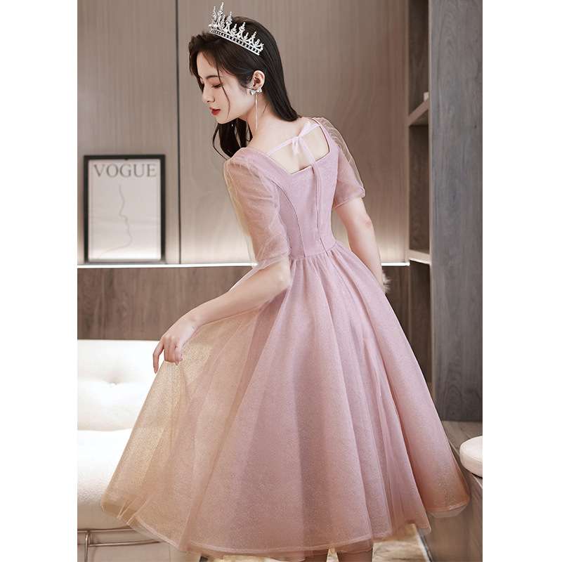 Square-Neck Midi Evening Dress