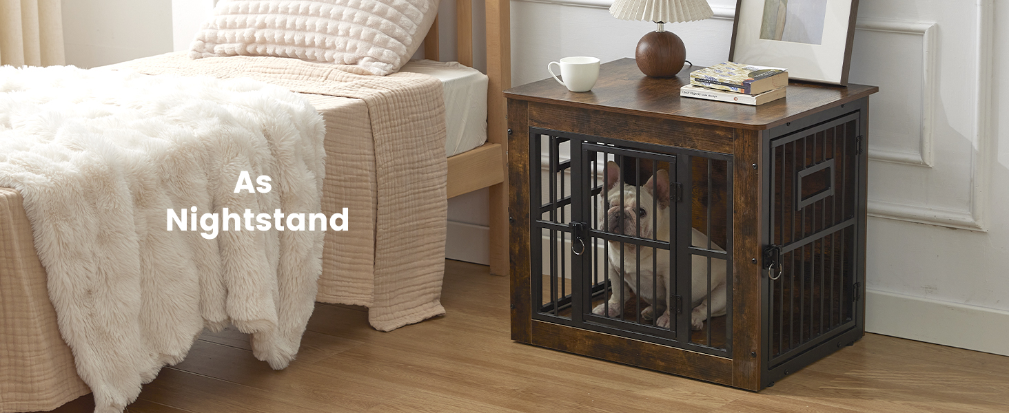 S Code-Dog Crate Furniture,Rustic Grey - Heavy Duty Dog Cage,Three Door Wooden — image 9