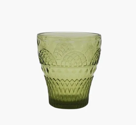 Glass Coffee Cup And Saucer Thick Heat resistant Classical Flower Tea Cup Retro Color Ice Cream Cup Juice Cup 280Ml - Shop at LoveMi