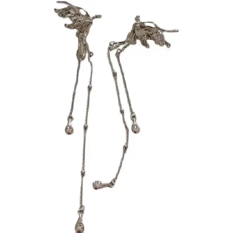 Liquid Metal Butterfly Tassel Zirconia Ear Bone Clips Fashion