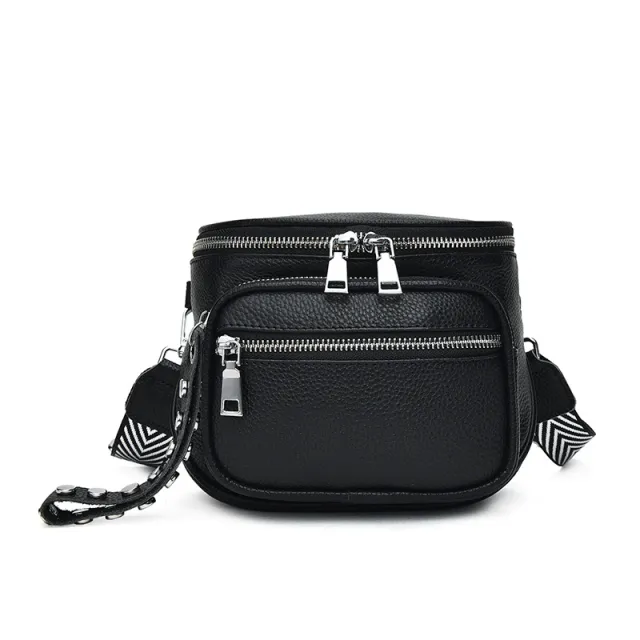 Black Crossbody Top Layer Leather Shoulder Bag Black - Shop at LoveMi