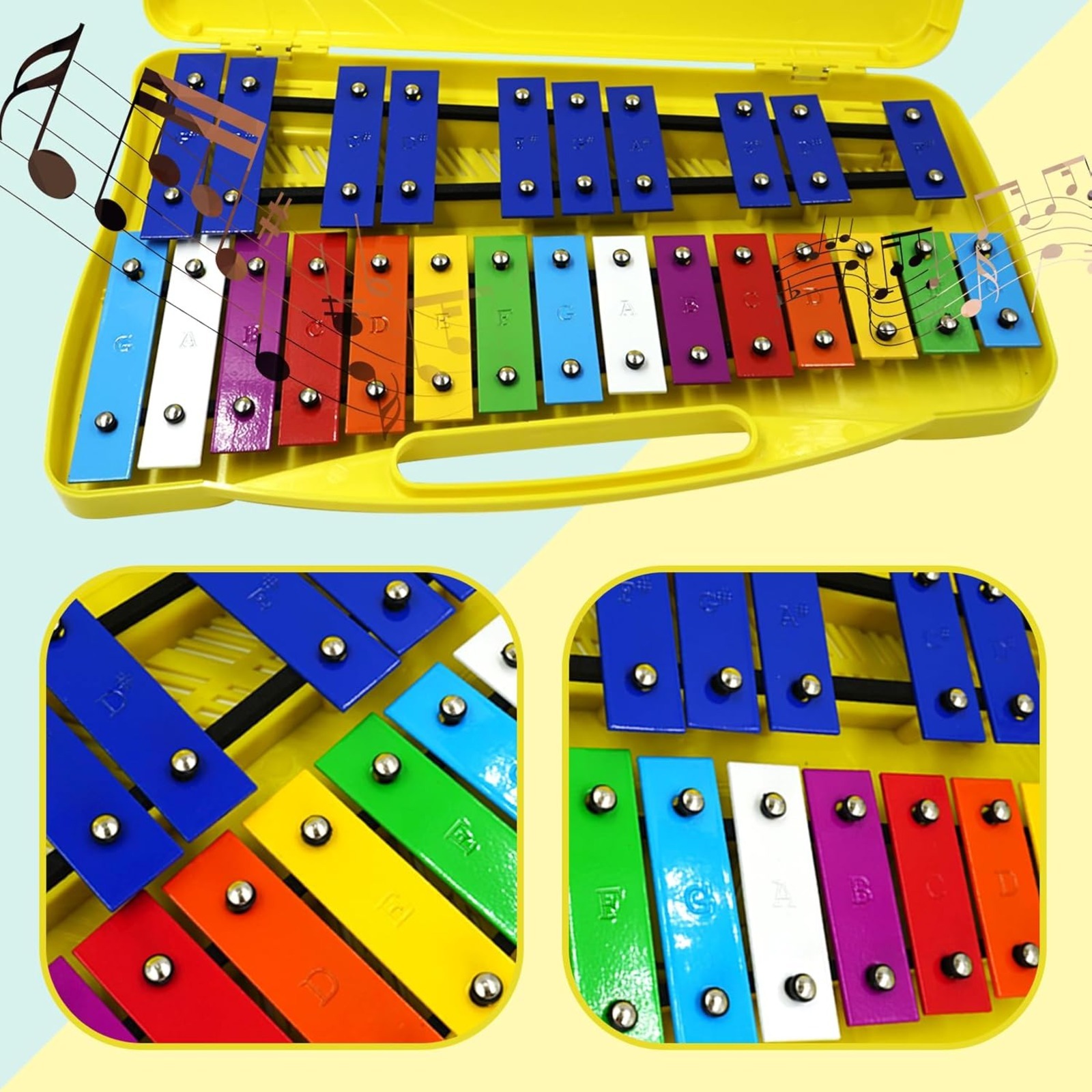 25 Notes Glockenspiel Xylophone, Percussion Instrument With Hard Case And Safe — image 4