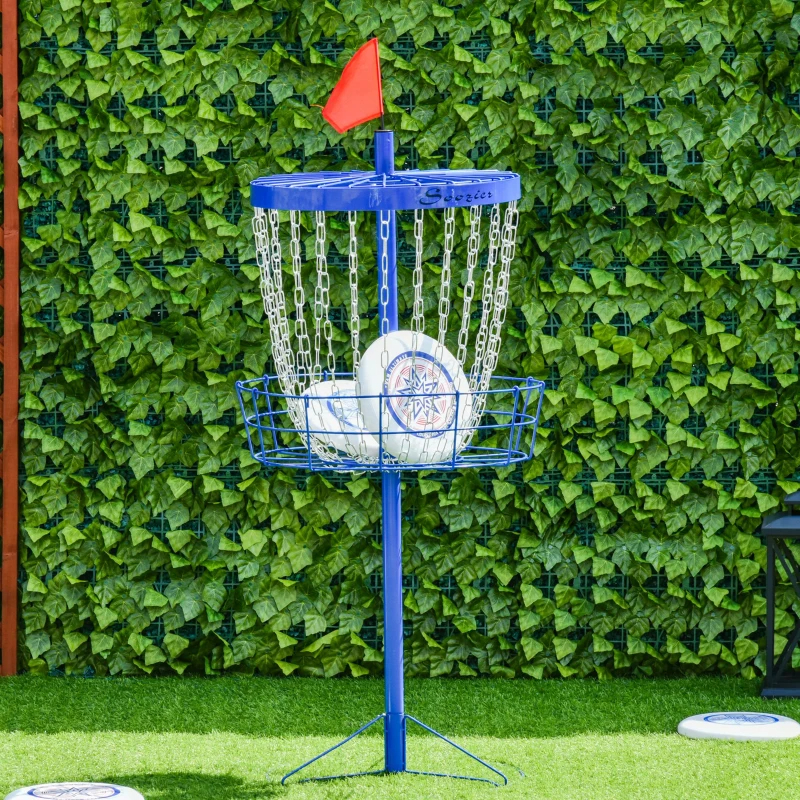 Soozier Portable Disc Golf Basket Target With 24-Chain, Travel Bag, Dark Blue
