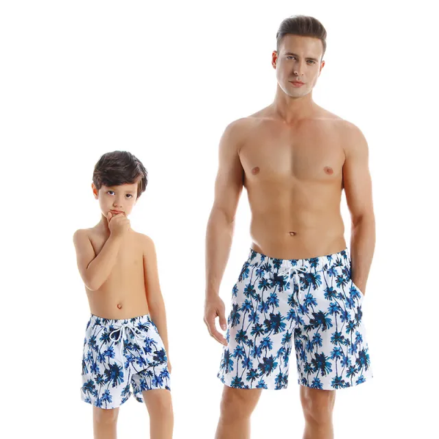 New Style Parent Child Swimwear Quick Drying Beach Pants Coconut Trees Boy128 - Shop at LoveMi