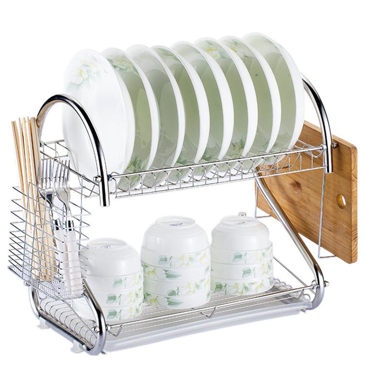 Title 6, Dish Rack Drain Rack Kitchen Double Bamboo Vent...