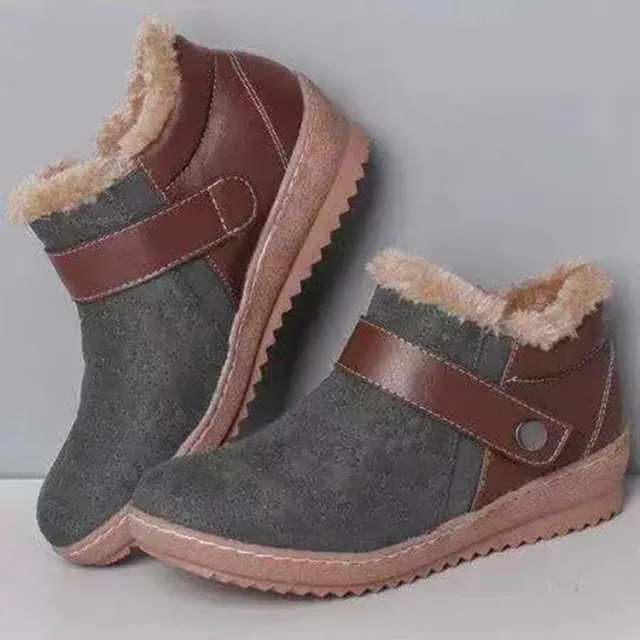 Plus Size Cotton Shoes Round Toe Fleece Snow Boots Grey - Shop at LoveMi