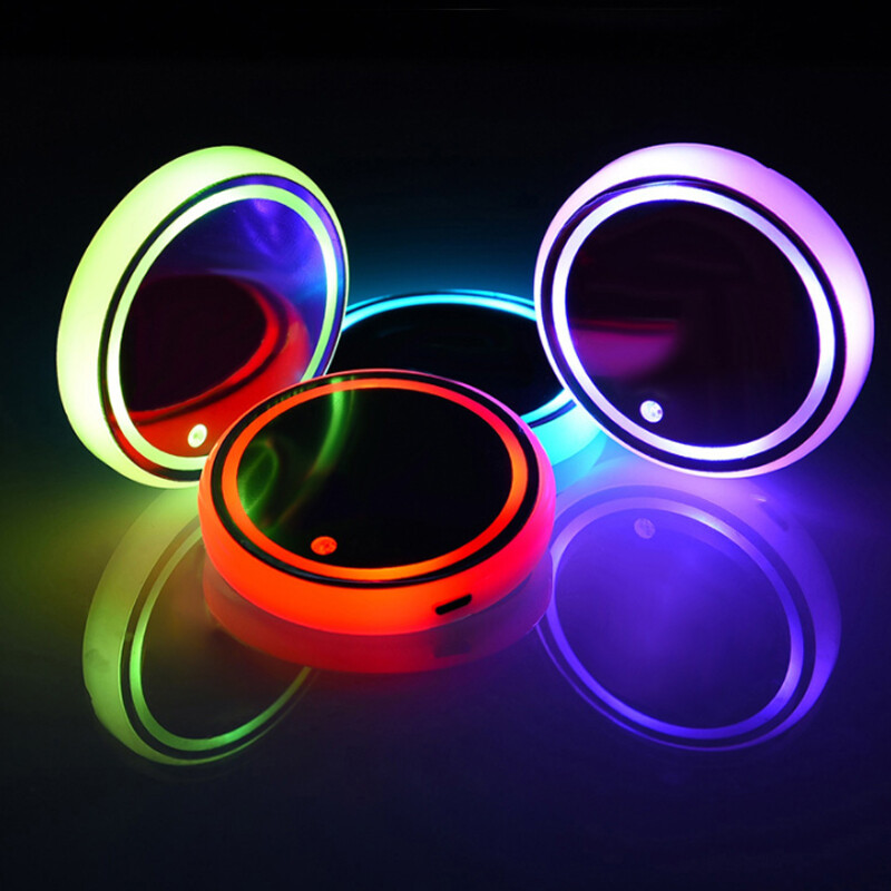 2Pcs Colorful Led Car Cup Holder Bottom Pad Mat Coaster Auto Atmosphere Lights — image 10