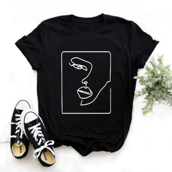 Heartbeat Lady Feather Crew Neck Printed T Shirt Short Sleeve 5.Style - Shop at LoveMi