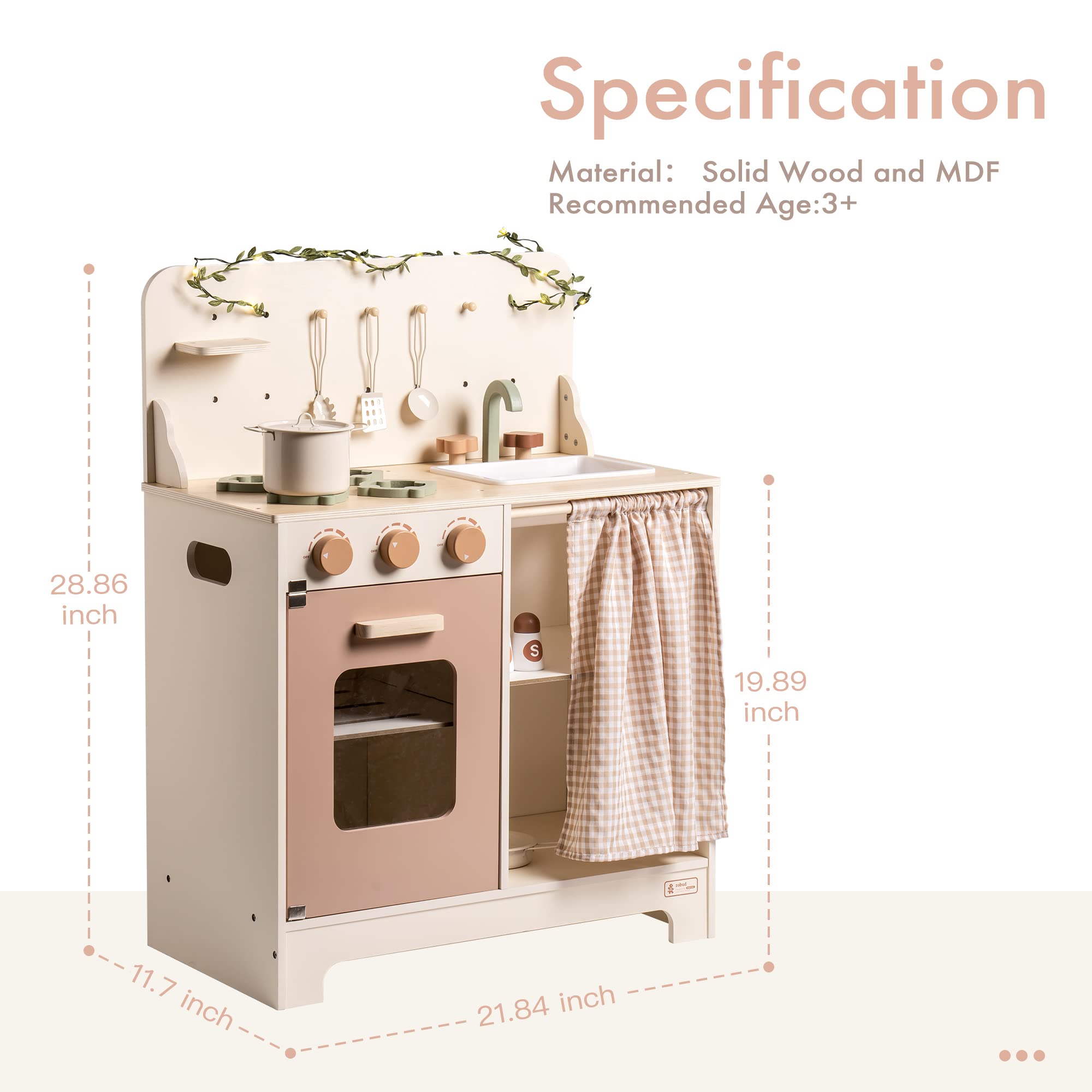 Kids Rustic Wooden Pretend Play Kitchen Set. Product Description: ROBOTIME BABY Cooking Toy for 3+ Year Old Kids, Girls & Boys, Kitchen, cooking, toy Furniture, Baby products, Baby toys. Features: Product Name : ROBOTIME Pretend Play Set Brand Name: Robot