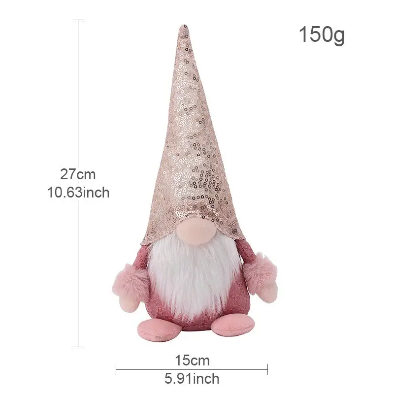 Pink Sequin Rudolf Dwarf Doll Decoration