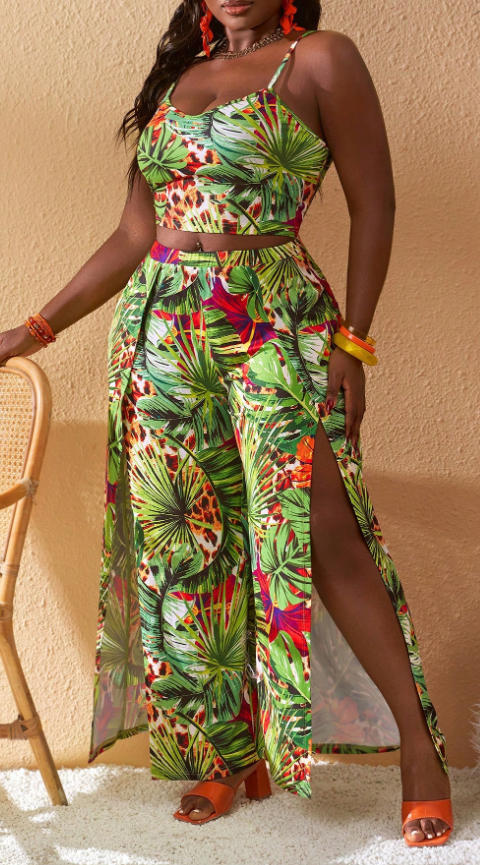 Plus Size Vacation Print Short Sets — foto 2