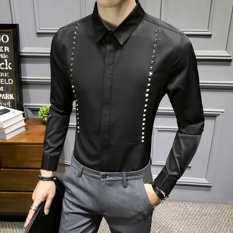 Slim Hairdresser Long-sleeved Shirt Youth Casual British Shirt