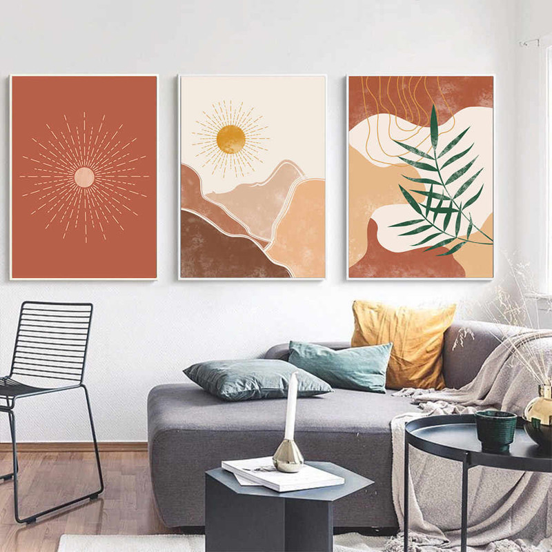 Nordic Modern Small  Plant Flower Character Line Picture