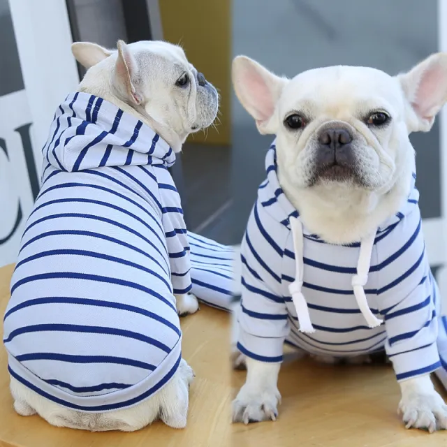 Pet Dog Cat Hoodie Striped Clothes Blue - Shop at LoveMi