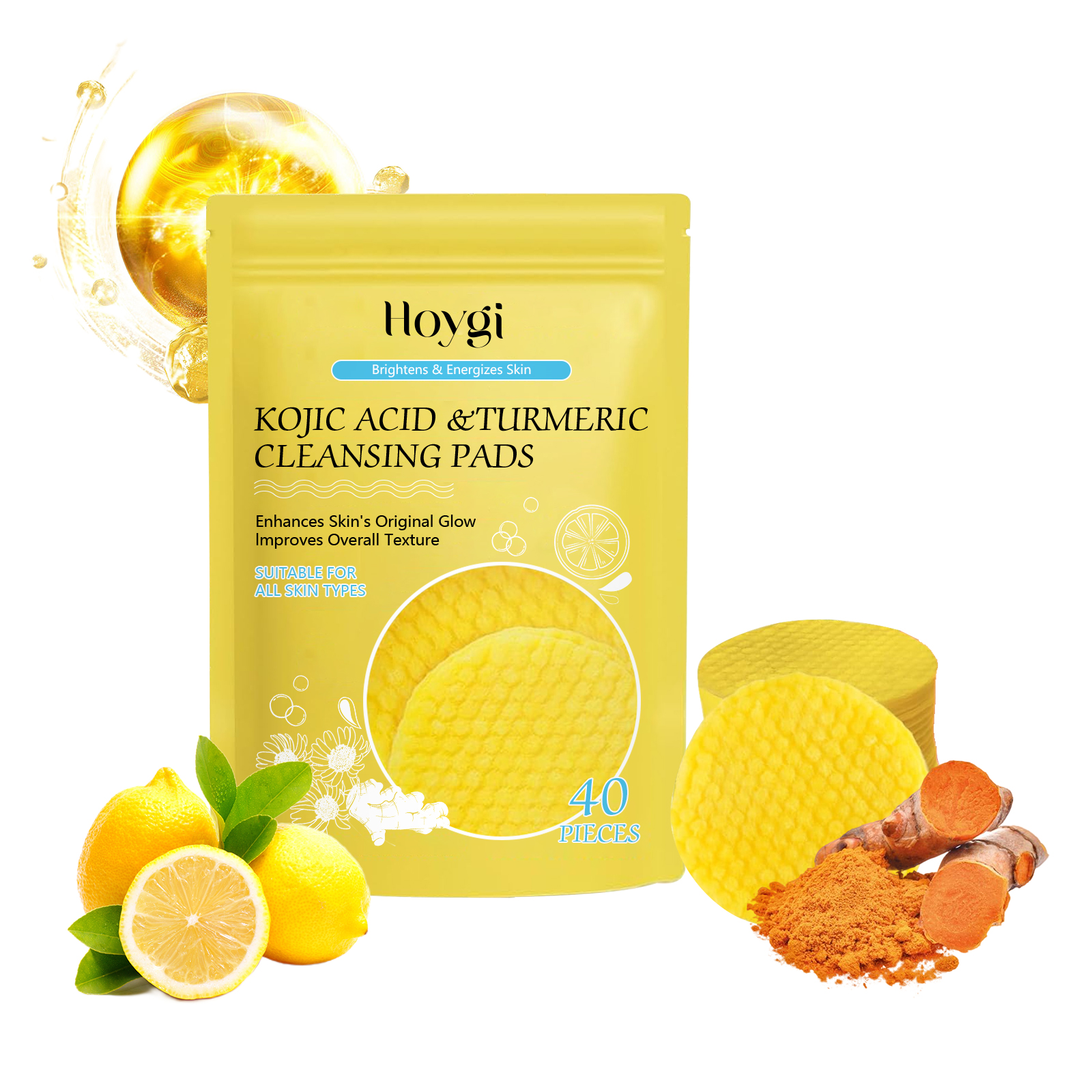 HOYGI Turmeric Acid Cleansing Pad Face Skin Pore Cleansing Makeup Remover Gentle Exfoliating Cleansing Pad 1Pcs - Shop at LoveMi