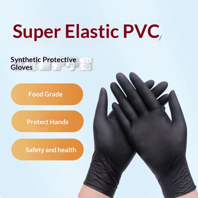 Black Thick Disposable Gloves 1 0 0PCS, PVC Nitrile Rubber, Food Grade, Latex Free, For Kitchen Dishwashing & Protection 3