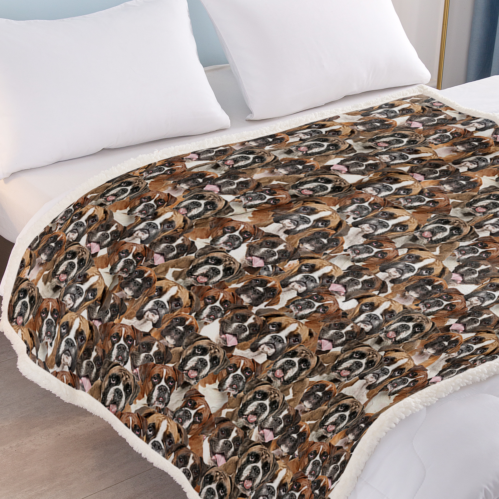 Boxer Blankets Super Soft Fuzzy Dogs Blanket For Kids Adults Cute Puppy Fleece Blanket Reversible Animal Brown Sherpa Throw Thick Lightweight Cozy Plush Blankets 3