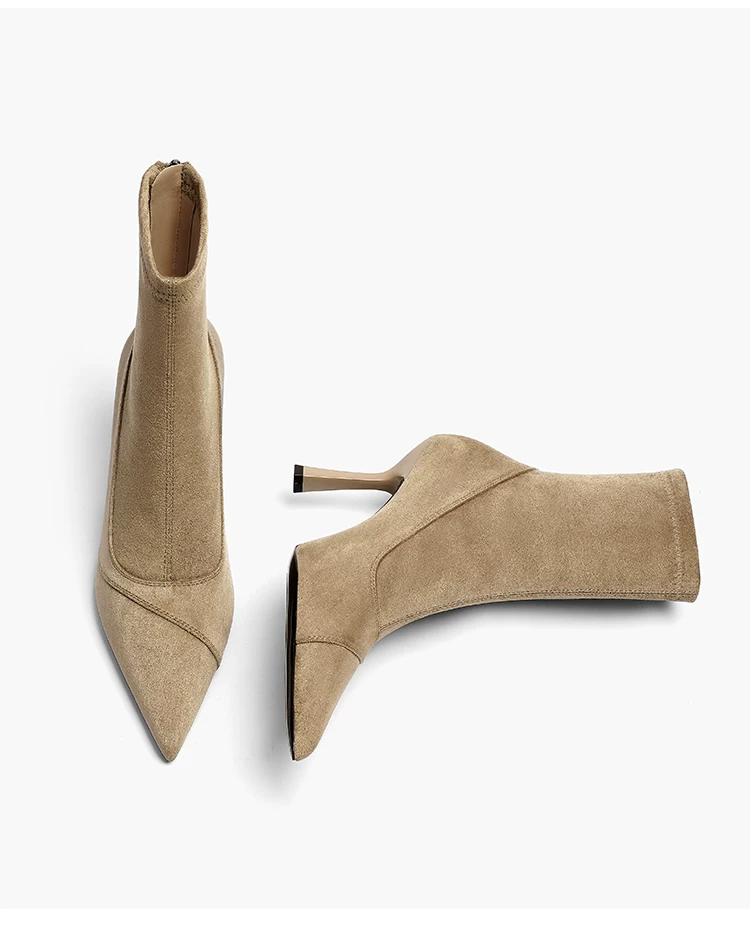 Suede Pointed Toe Ankle Boots
