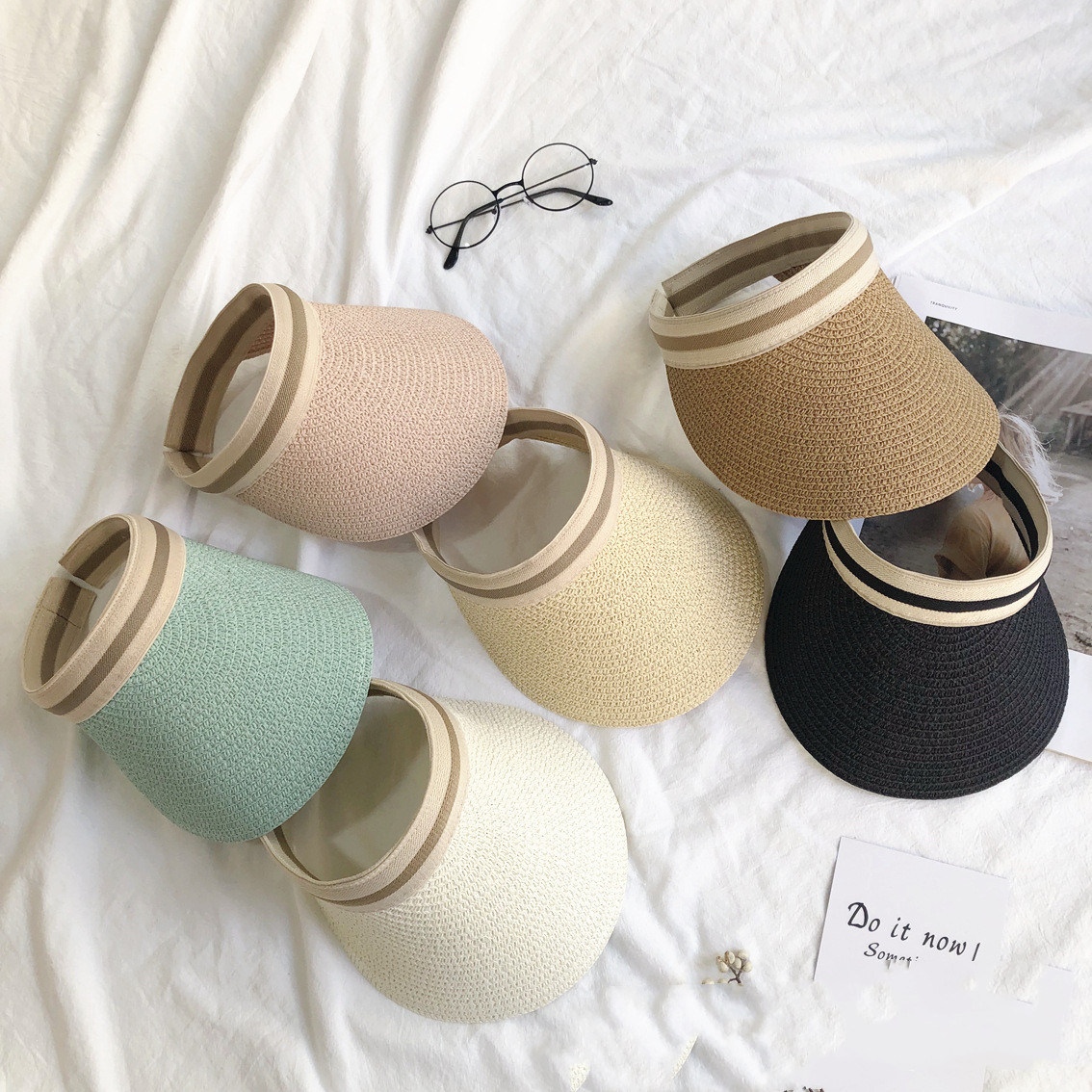 Striped Light Board Children's Sky Top Hat Sun Protection Sunshade Straw Hat Cap