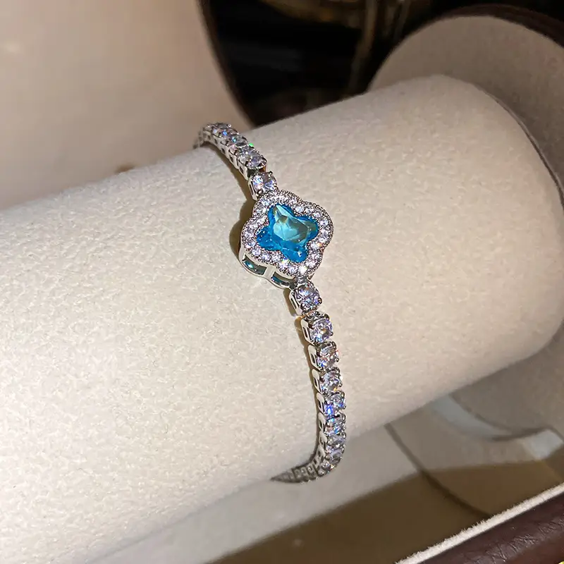 Korean Ins Style Rhombus Zircon Bracelet  Dainty Ethereal Bangle Luxury Elegant Premium Wrist Jewelry