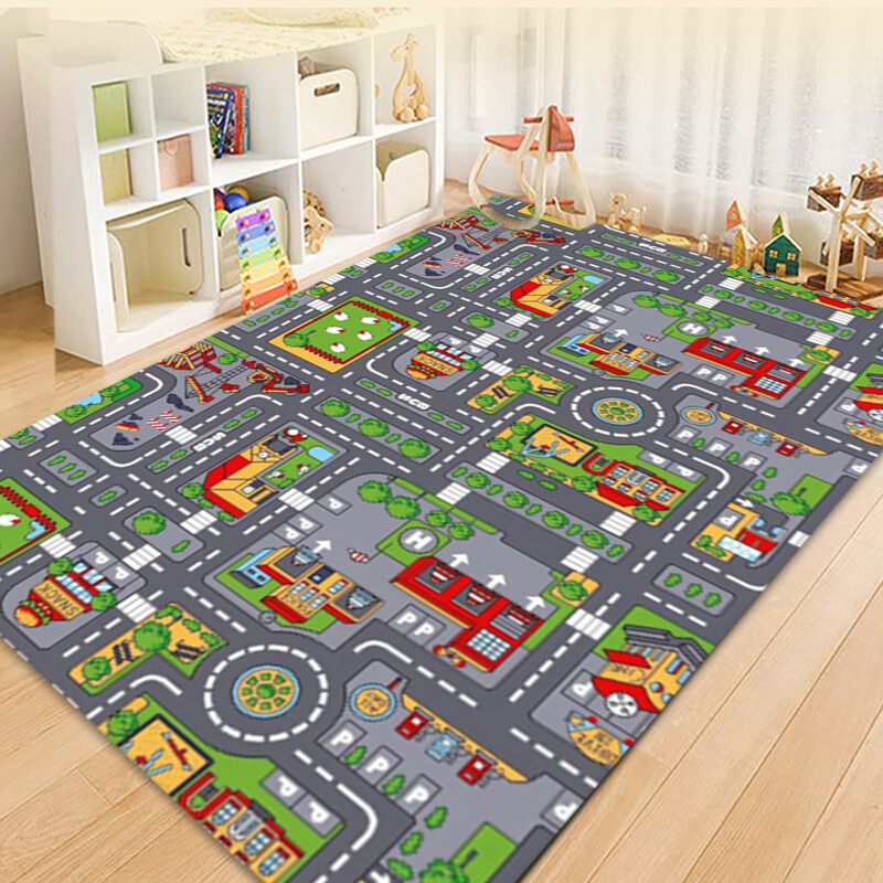 Children Village Mat Kids Rugs Town Road Map City Car Toy Rug Play 80 X 120cm — image 5