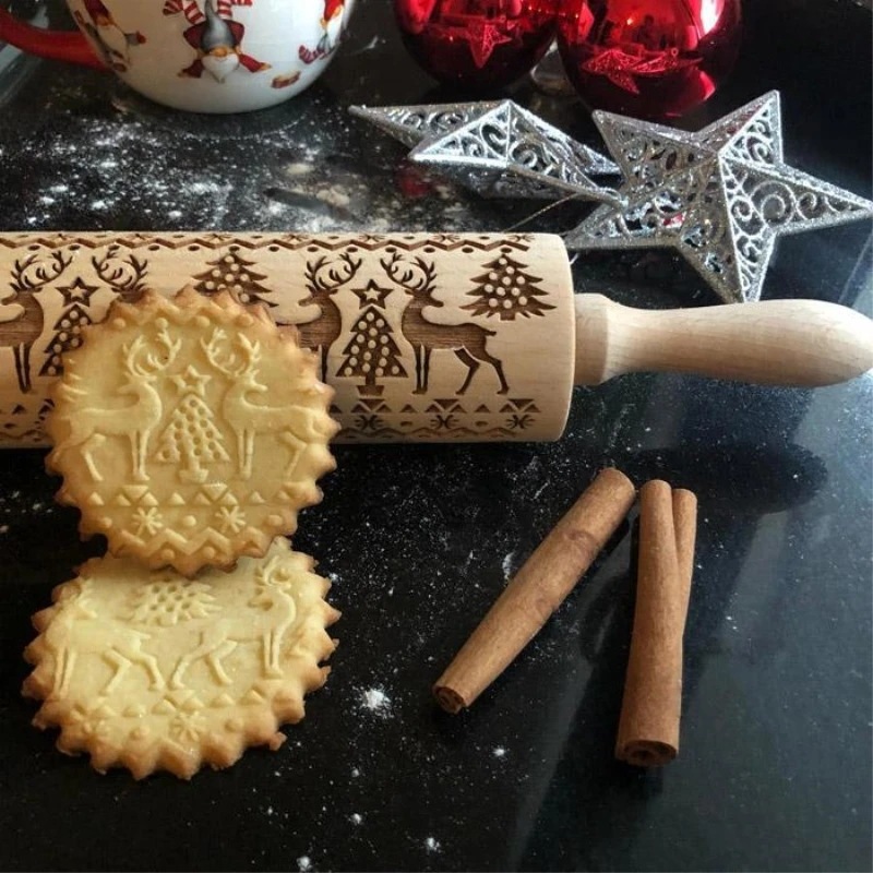 Title 6, Rouleau à pâtisserie imprimé élan de Noël