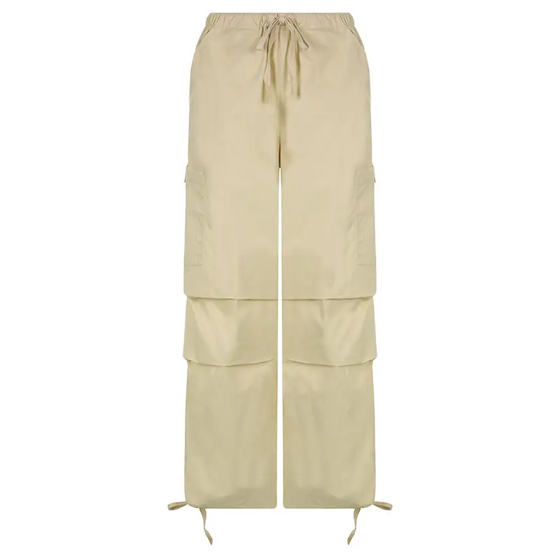 Sleek Casual Asymmetrical Pocket Drawstring Closure Woven Pants