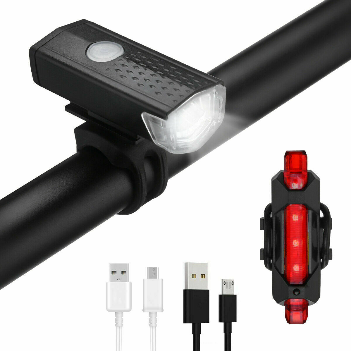 thumbnail image 2 of USB Rechargeable Bike Light Set - Super Bright 1200 Lumen Front Headlight & Taillight, Waterproof With 4 Modes 2 of 12