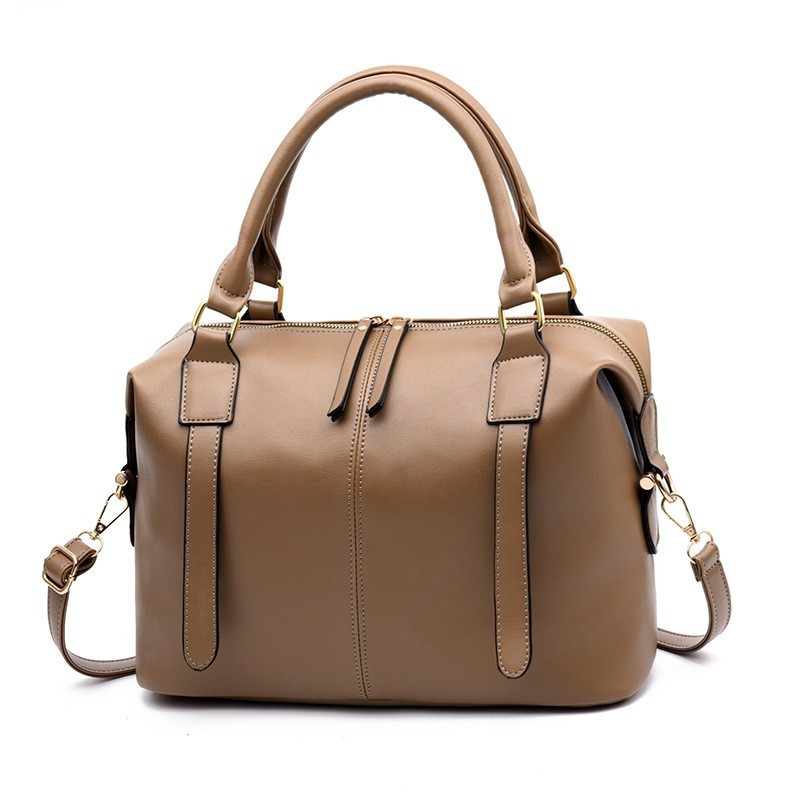 Women Leather Handbag Vintage Bag Shoulder Bags Big Bag Khaki - Shop at LoveMi