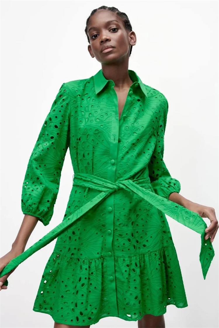 Embroidered Cutout Tie Dress, picture 4 of 7