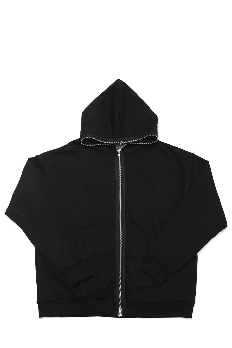 Title 4, Dark Black Zipper Cardigan Solid Color Hooded S...