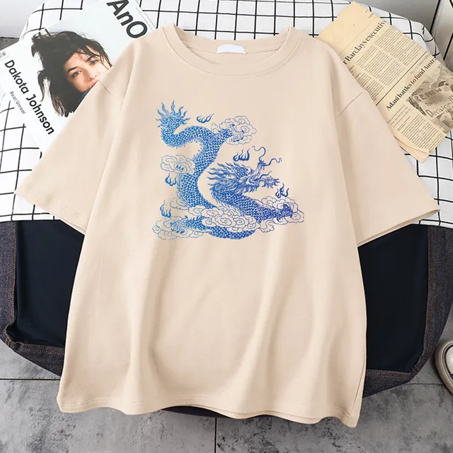 Awesome Japanese Dragon Printing Men'S T Shirt Simplicity Khaki - Shop at LoveMi