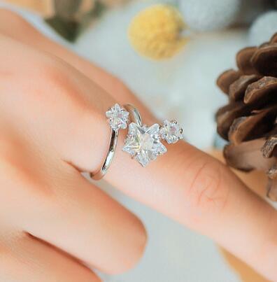 Zircon Rhinestone Micro Inlaid Pentagram Ring
