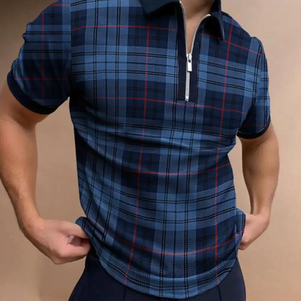 Men's Casual Printed Lapel Short Sleeve Pullover