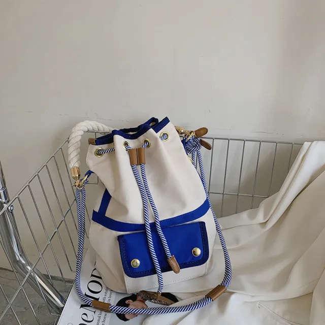 Bag Female Hand Bill Of Lading Shoulder Cross body Bucket Bag Blue - Shop at LoveMi