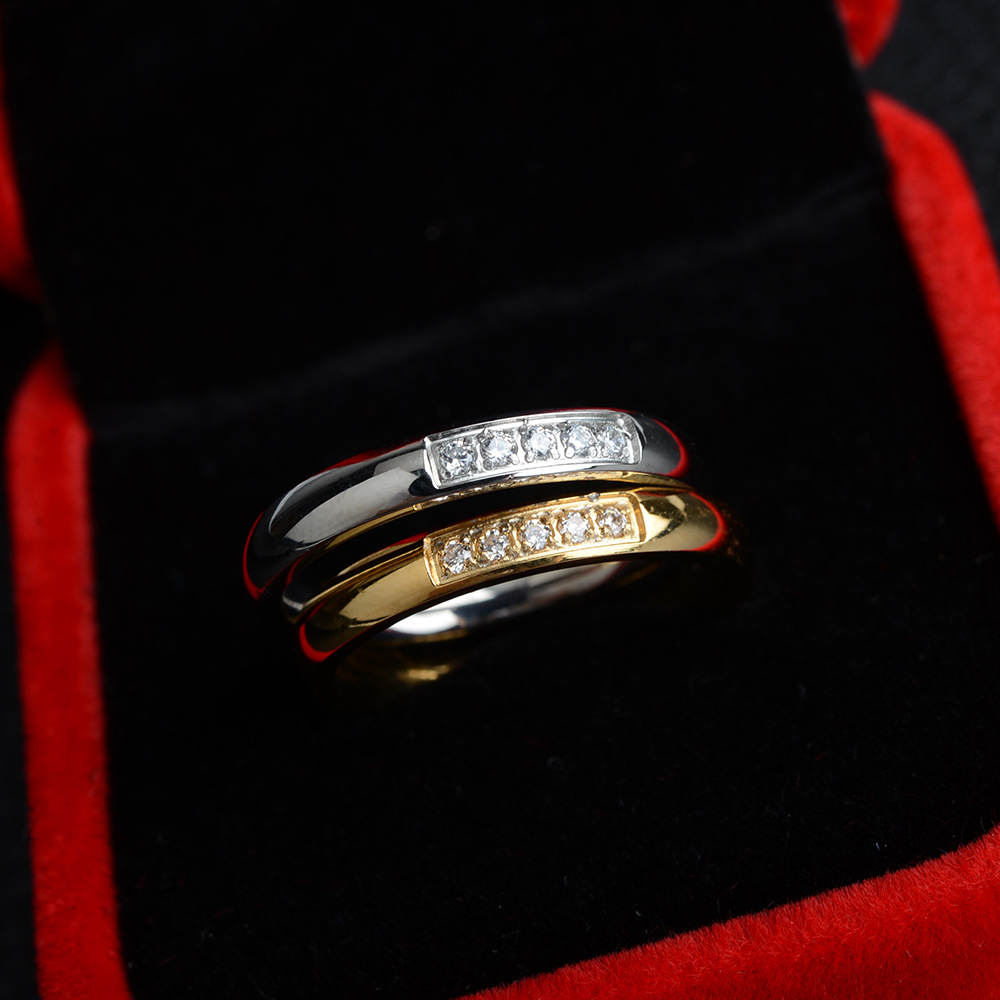 Titanium Steel Crystal Zircon Ring Stainless